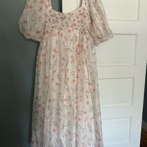 Worth Collective Harlow Maxi Dress in Tiny Pink Floral- bump friendly!